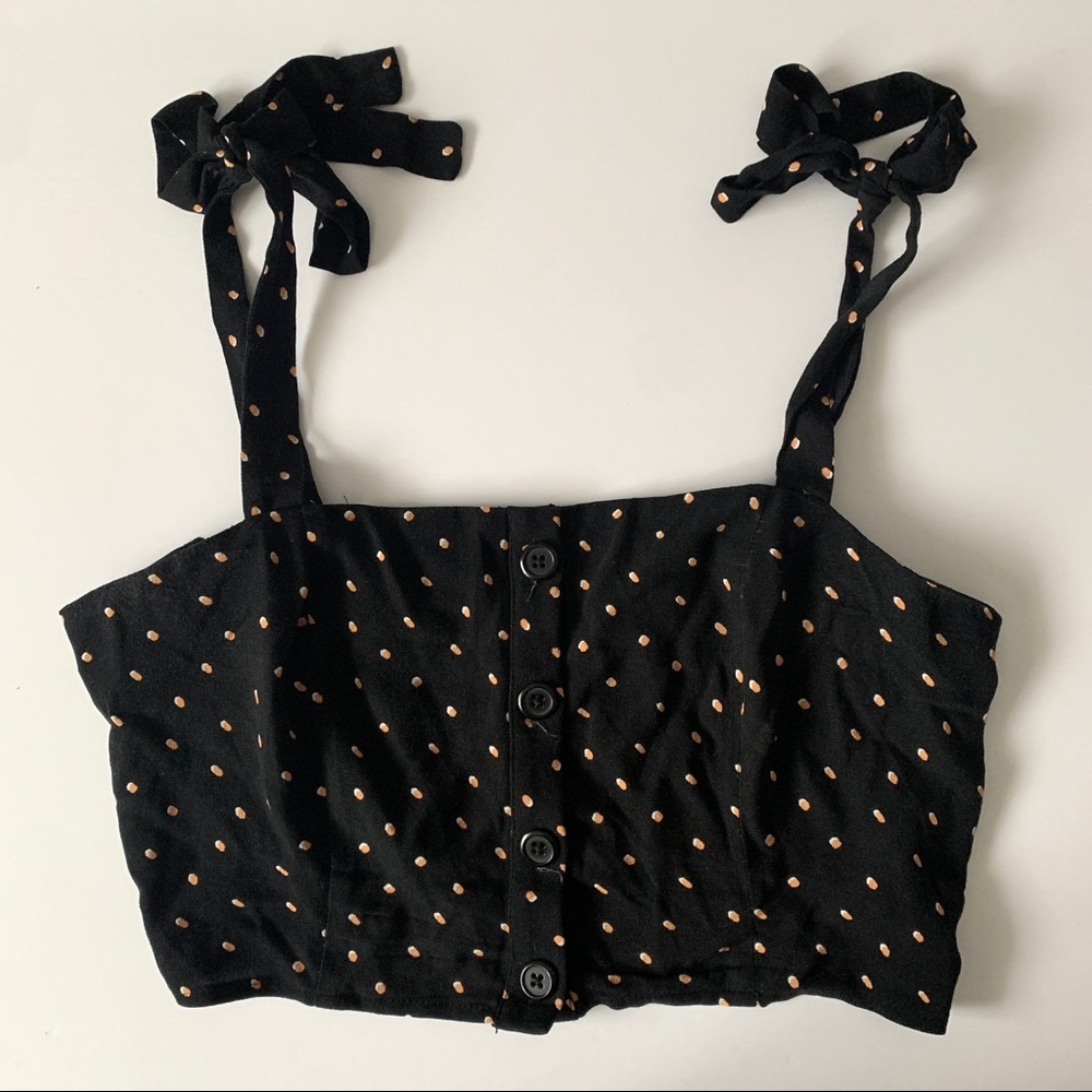 ORANGE POLKA DOT BLACK CROP TOP 🖤🧡